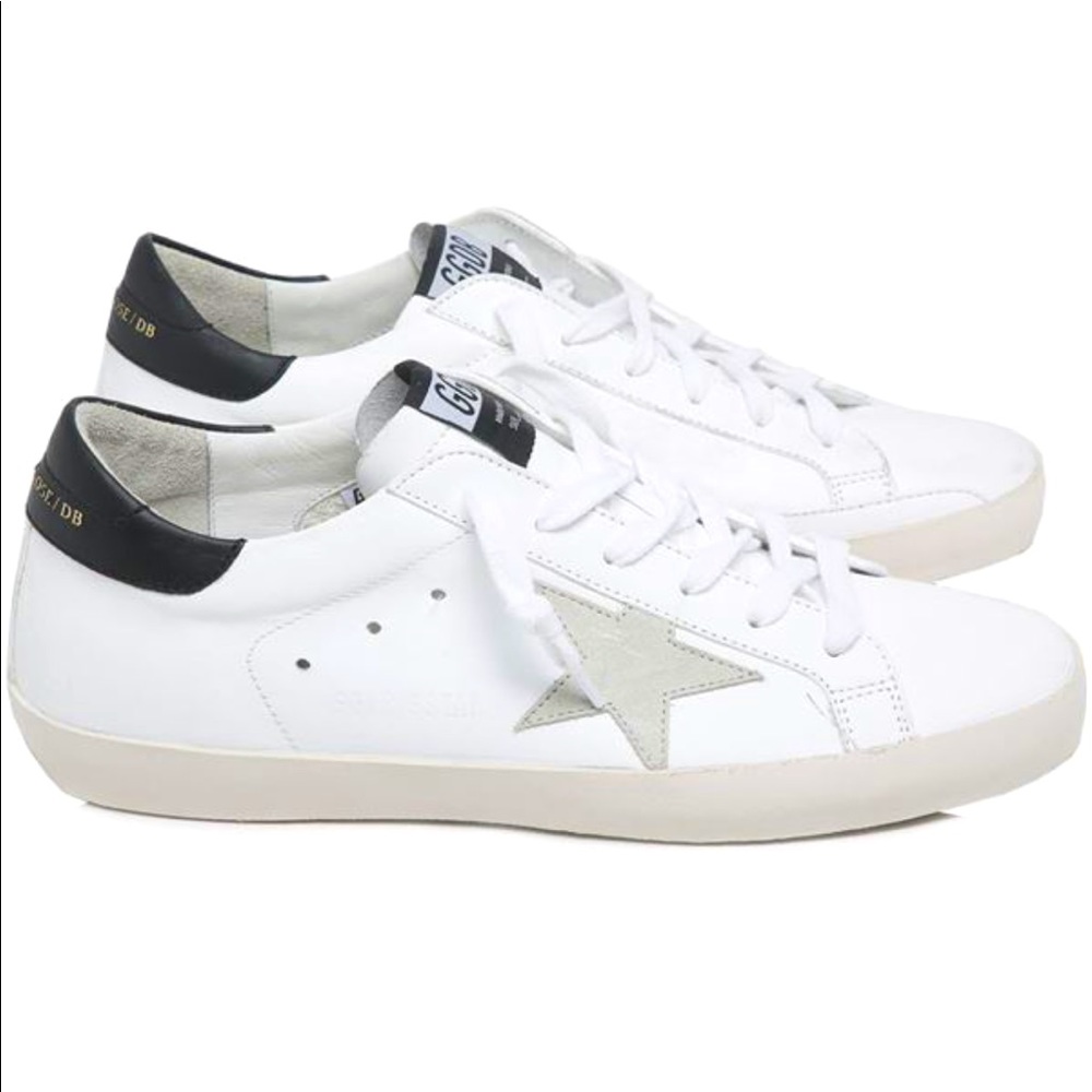 White - black - gold lettering Golden Goose sneakers